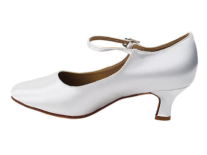 S9137 White Satin with 2" Slim Heel in the photo