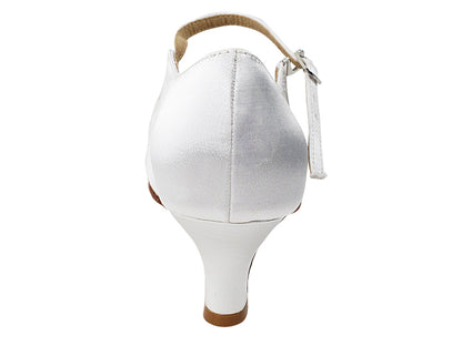 S9137 White Satin with 2" Slim Heel in the photo
