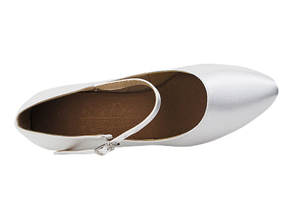 S9137 White Satin with 2" Slim Heel in the photo
