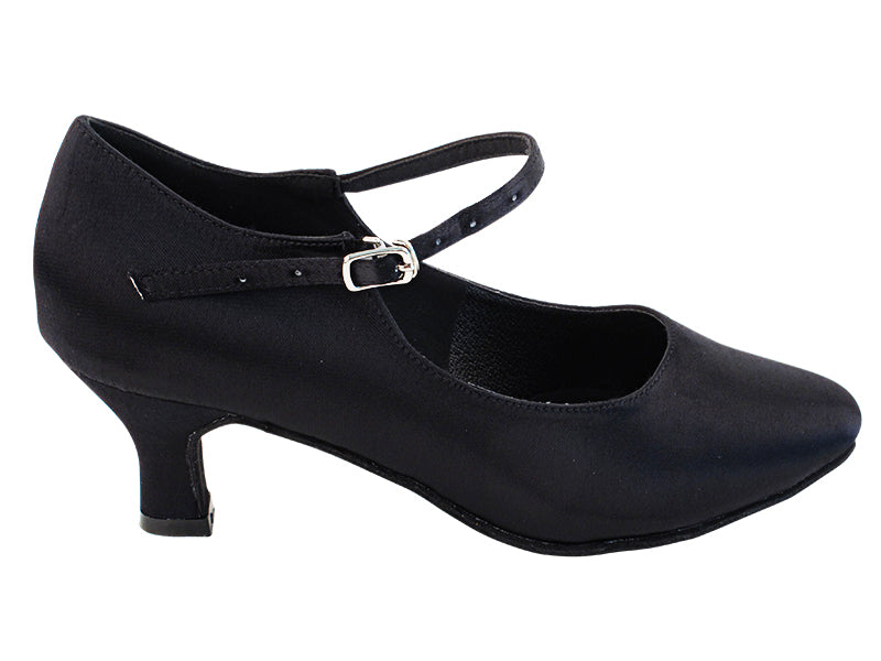 S9137 Black Satin with 2&quot; Slim Heel in the photo