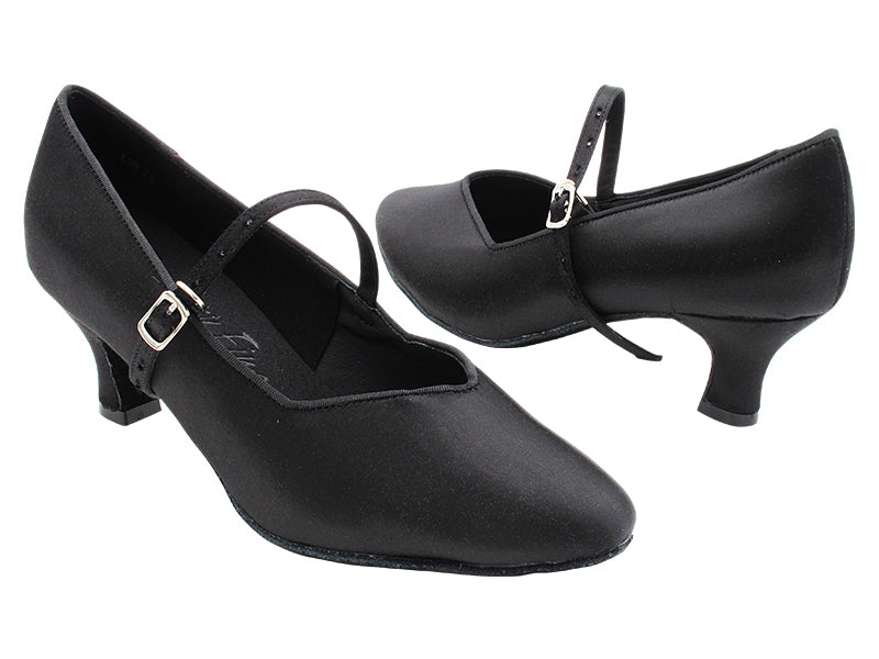 S9138 Black Satin with 2&quot; Slim Heel in the photo