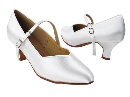 S9138 White Satin with 2&quot; Slim Heel in the photo