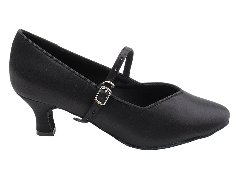 S9138 Black Satin with 2&quot; Slim Heel in the photo