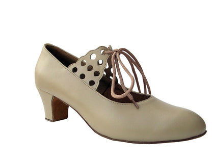 S9143 Beige Leather with 1.6&quot; Medium heel in the photo