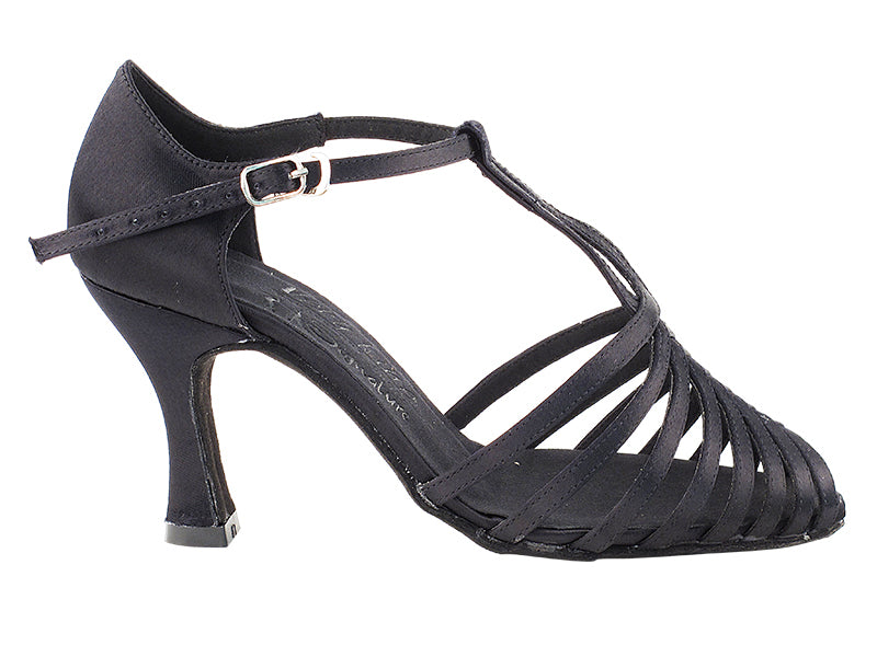 S9177 Black Satin with 3" Heel in the photo