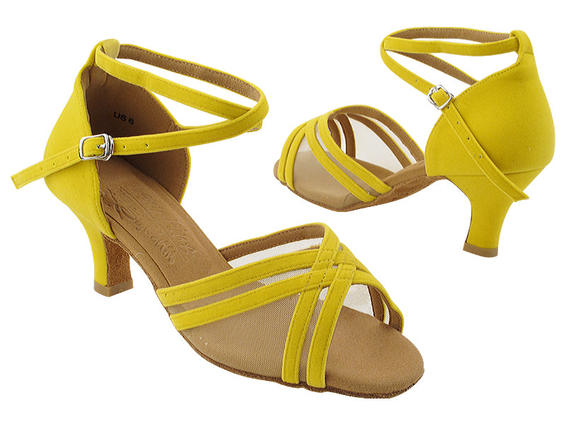 S9204 248 Yellow Velvet_Flesh Mesh with 2.5&quot; Heel (2040) in the photo