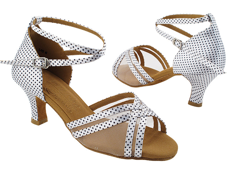 S9204 256 White Black Dots Satin_White Mesh with 2.5&quot; Heel (2040) in the photo