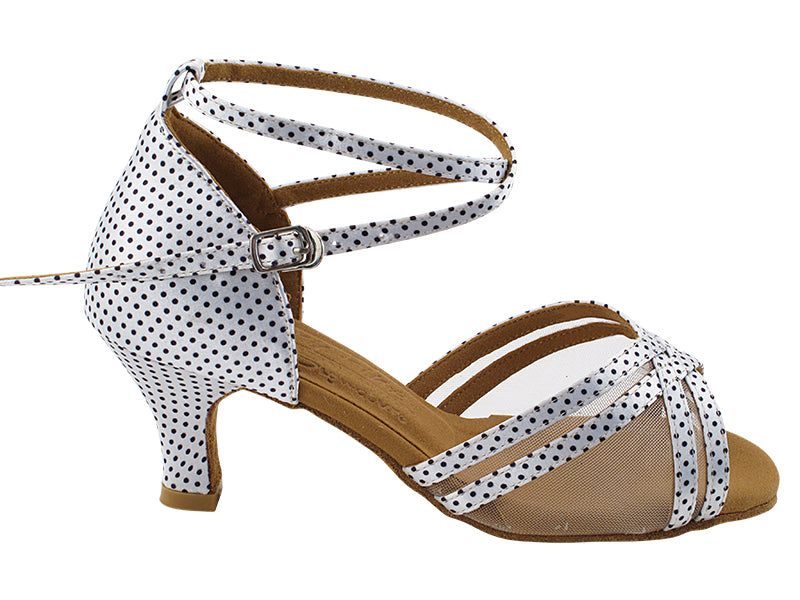 S9204 256 White Black Dots Satin_White Mesh with 2.5" Heel (2040) in the photo