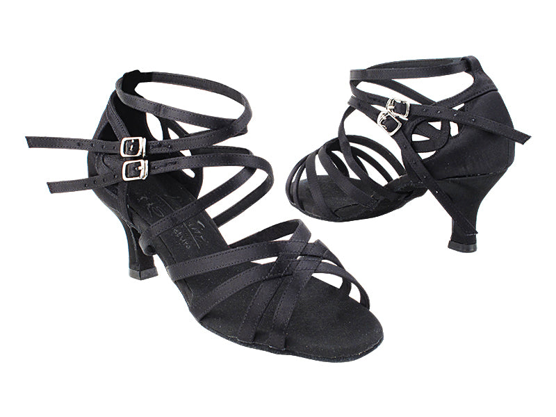 S9206 154 Black Satin_S1003CC Back_Double X Straps with 2.5&quot; Heel (2040) in the photo