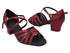 S9216 122 Burgundy Satin_Black Mesh with 1.6 inch Heel (Heel Code NJ) in the photo