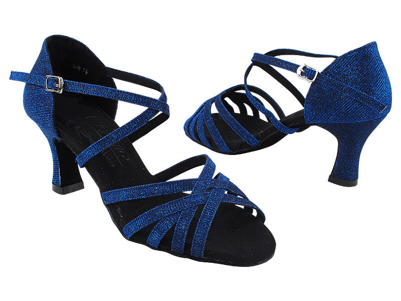 S9216 190 Glitter Dark Blue Satin with 2.5&quot; Spool Heel (PG) in the photo