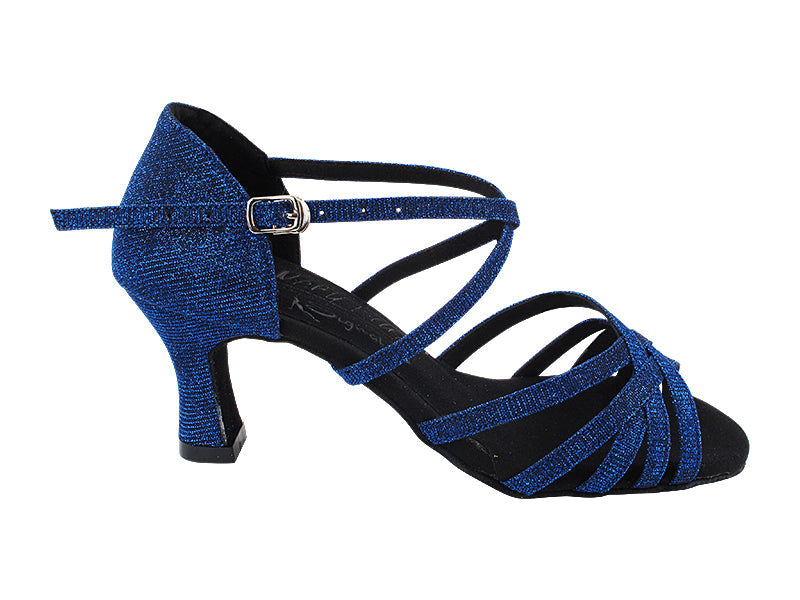 S9216 190 Glitter Dark Blue Satin with 2.5&quot; Spool Heel (PG) in the photo