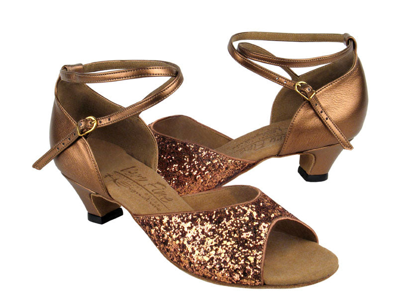 S9220 Dark Tan Sparkle &amp; Dark Tan Gold with 1.2" cuban heel in the photo