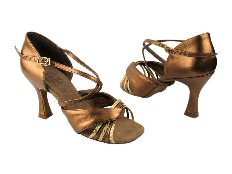 S92305 Gold Scale &amp; Dark Tan Gold with 3&quot; Flare heel in the photo