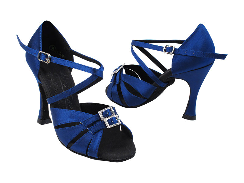 S92307 114 Dark Blue Satin with YTG-1173_3.5&quot; Heel in the photo