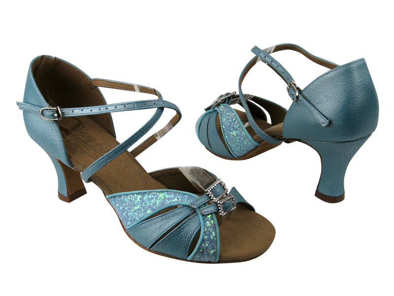 S92307 BF23 Light Blue Sparkle_BC10 Light Blue Light Leather with 2.5&quot; heel in the photo