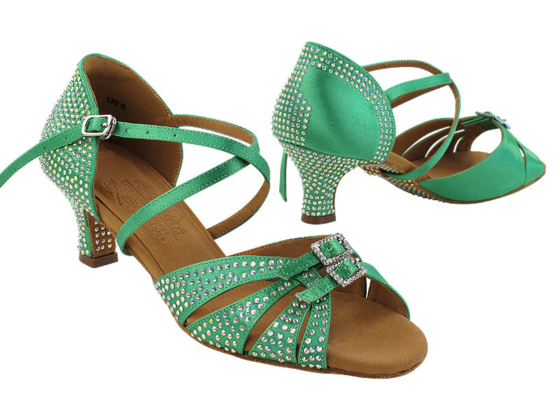S92307CC 138 Dark Green Satin with 2" Slim Heel (MTXZ) in the photo