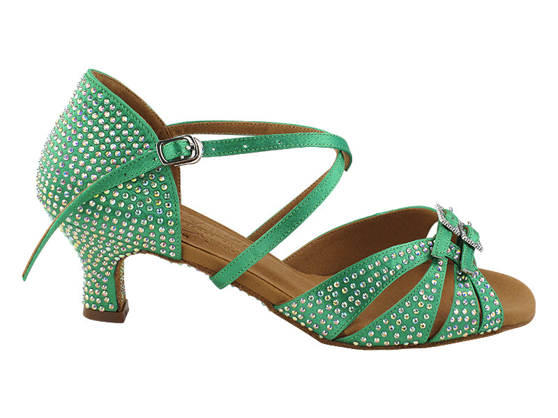 S92307CC 138 Dark Green Satin with 2&quot; Slim Heel (MTXZ) in the photo