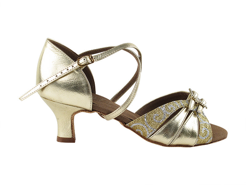 S92307 Gold Flower_Gold 2_inch  with 2&quot; Cuban Heel in the photo