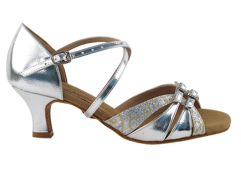 S92307 Silver Flower_Silver with 2" slim heel in the photo