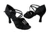 S92307 Black Satin with 3" Flare heel in the photo