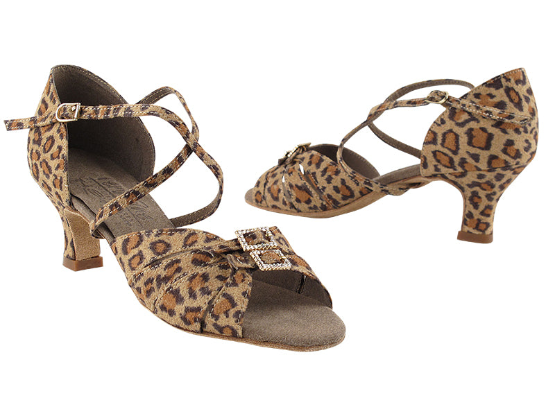 S92307 Leopard Satin 2_inch  with 2&quot; Cuban Heel in the photo