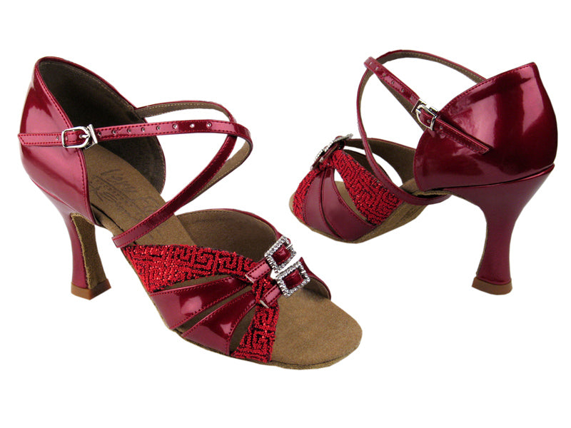 S92307 Red Pearl &amp; Patent with 3&quot; Flare heel in the photo