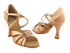 S92307 Tan Satin with 3" Flare heel in the photo