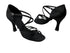 S92308 Black Satin with 3" Flare heel in the photo