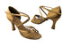 S92308 Tan Satin with 3" Flare heel in the photo