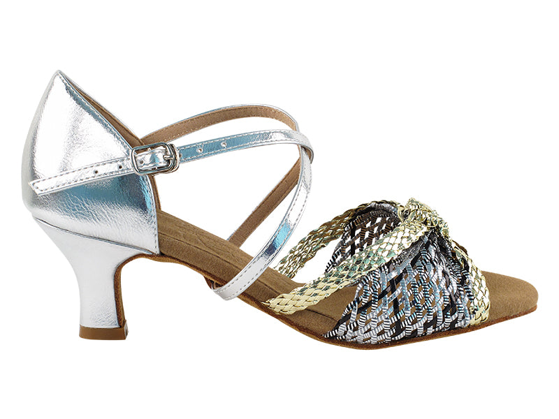 S92309 Gold_Silver Braid with 2" slim heel in the photo