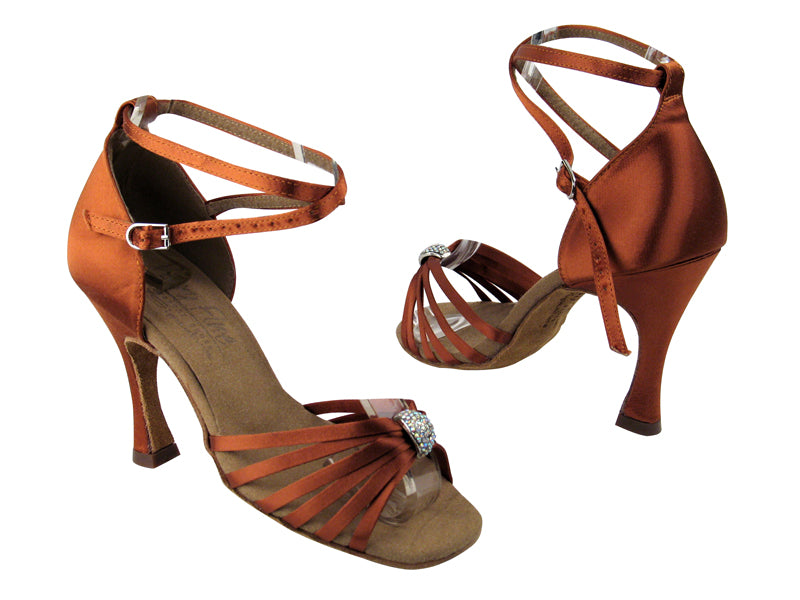 S92311 BD8 Dark Tan Satin with 3.5&quot; heel in the photo