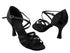 S92313 Black Satin with 3" Flare heel in the photo