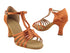 S92319 Dark Tan Satin with 3" Flare heel in the photo