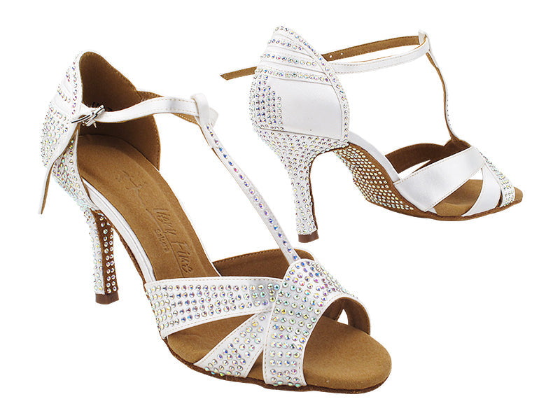 S92325CC White Satin with 3&quot; Slim Heel (6646) in the photo