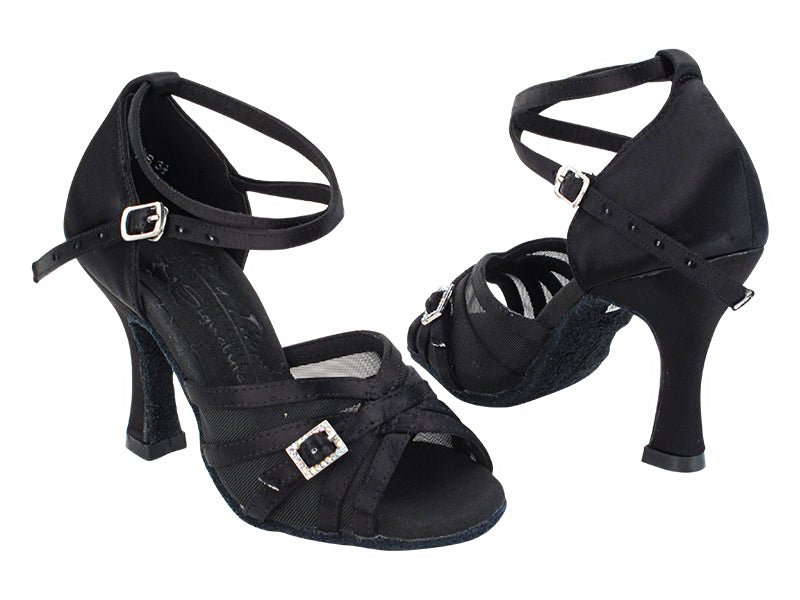 S92327 Black Satin_Black Mesh with 3&quot; Heel (YQG) in the photo