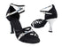 S92327 Black Satin & Silver Trim with 3" Flare heel in the photo