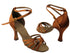 S92327 Dark Tan Satin with 3" Flare heel in the photo