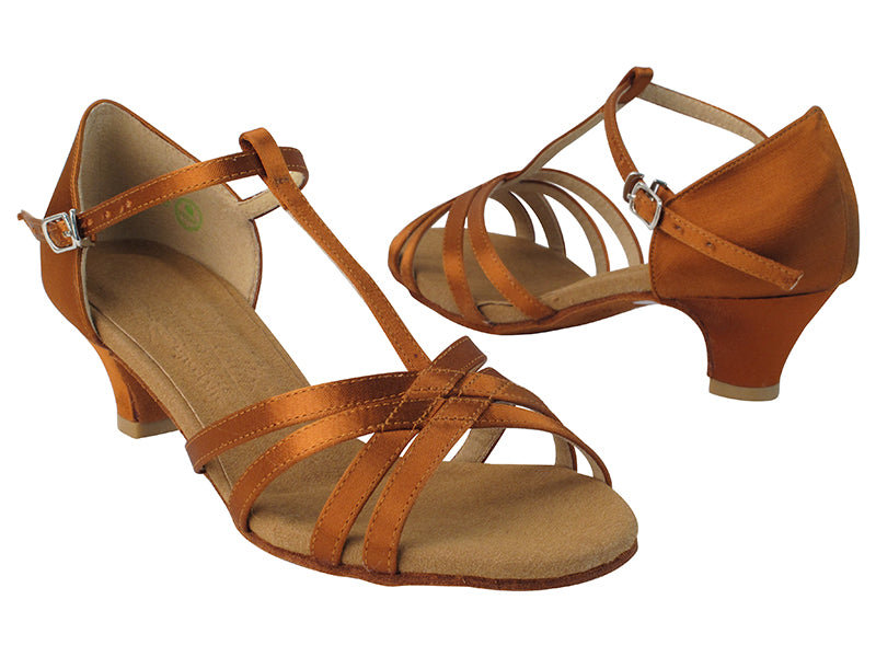 S9235 Copper Tan Satin with 1.2&quot; Cuban Heel in the photo