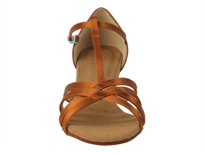 S9235 Copper Tan Satin with 1.2&quot; Cuban Heel in the photo