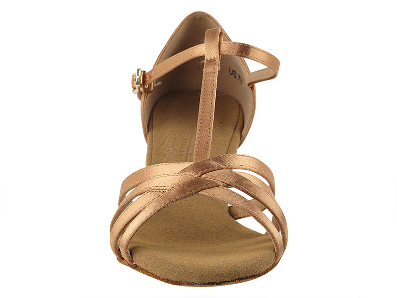 S9235 Tan Satin &amp; Cuban Heel