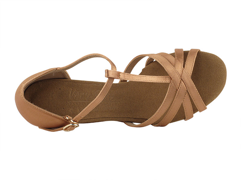 S9235 Tan Satin &amp; Cuban Heel