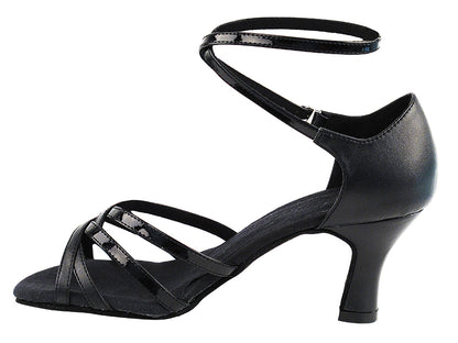 S9261 Black Leather &amp; Black Patent with 2.5&quot; Spool Heel (PG) in the photo