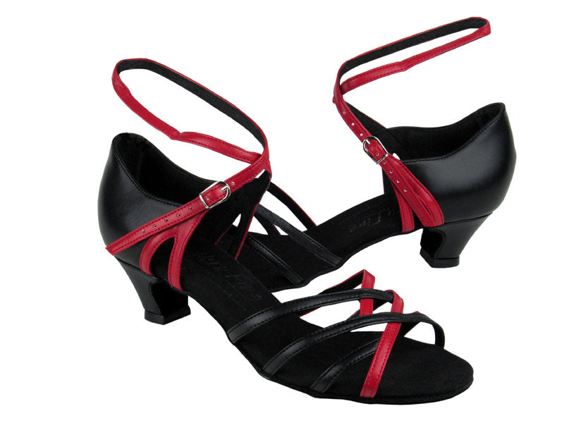 S9261 Black Leather &amp; Red Leather with 1.2&quot; cuban heel in the photo