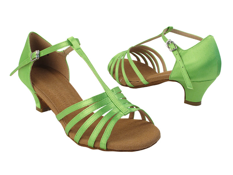 S9273 137 Green Satin with 1.2&quot; Cuabn Heel in the photo