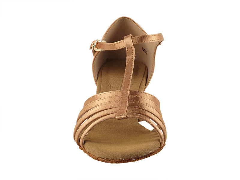 S9273 Tan Satin &amp; Cuban Heel