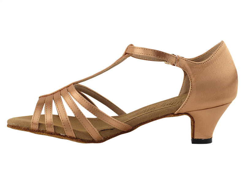 S9273 Tan Satin &amp; Cuban Heel