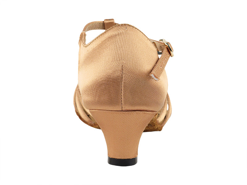 S9273 Tan Satin &amp; Cuban Heel