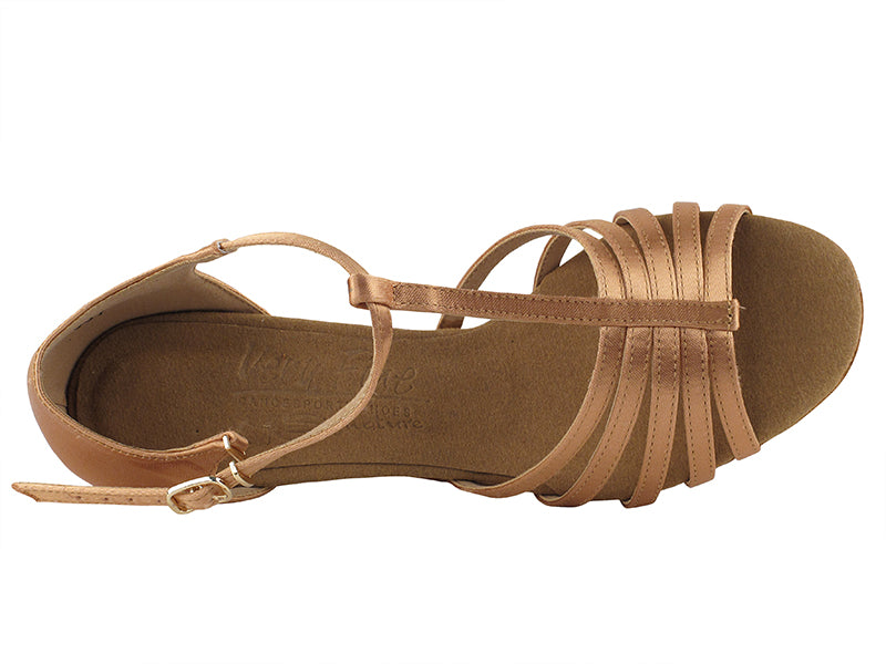 S9273 Tan Satin &amp; Cuban Heel