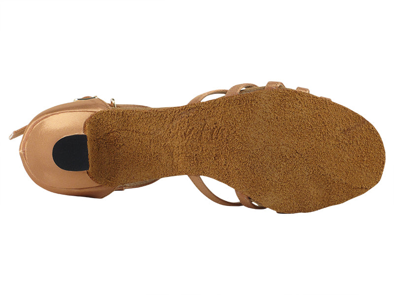 S9273 Tan Satin &amp; Cuban Heel